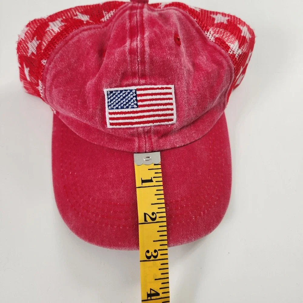 July‎ 4th American Flag Koozie Can Cooler & Red Star Mesh Trucker Hat Set NEW